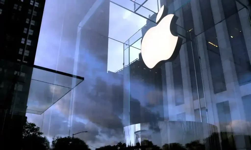Apple’s market value briefly peaked above $3tn in intra-day trading on 3 January 2022, before closing the session just below that mark. Photograph: Mike Segar/Reuters