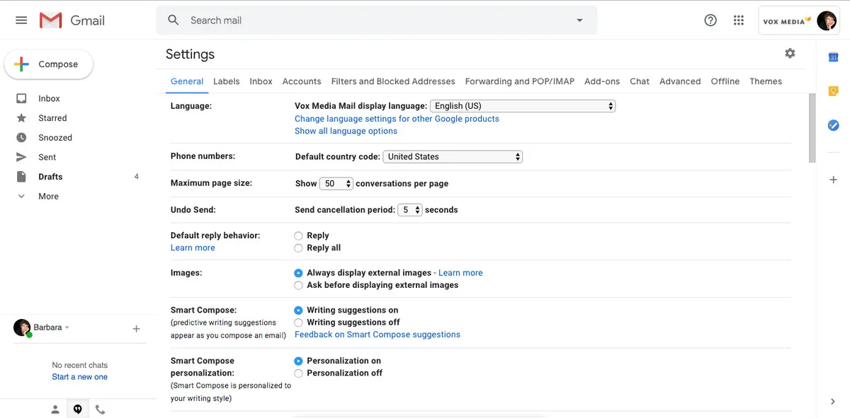 Disable image autoloading gmail