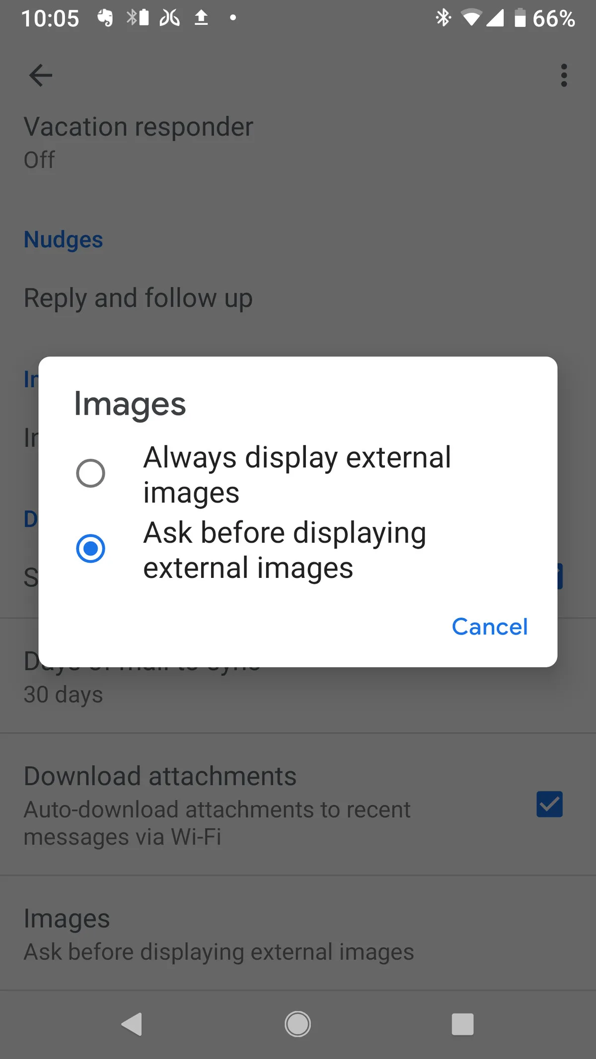 Disable image autoloading in Android Gmail: 