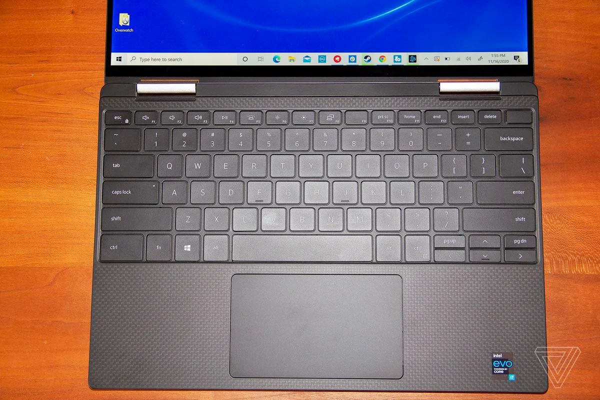 The Dell XPS 13 2-in-1 laid out flat.